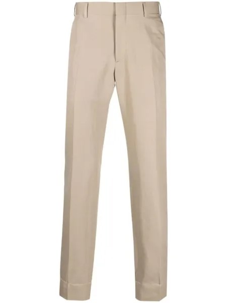 Brioni узкие брюки чинос, коричневый