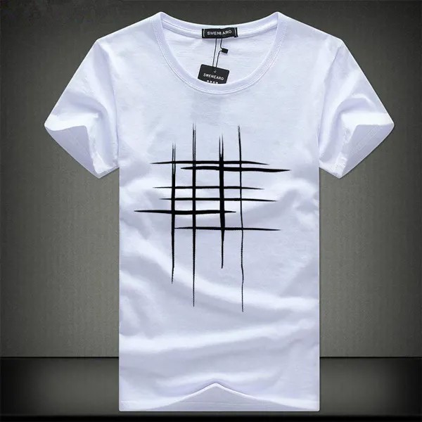 Креативный дизайн простой линии крест печати Хлопок T рубашки летом стиль мужчины с коротким рукавом Футболки