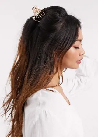 Золотистая заколка для волос в форме ракушки ASOS DESIGN-Золотой