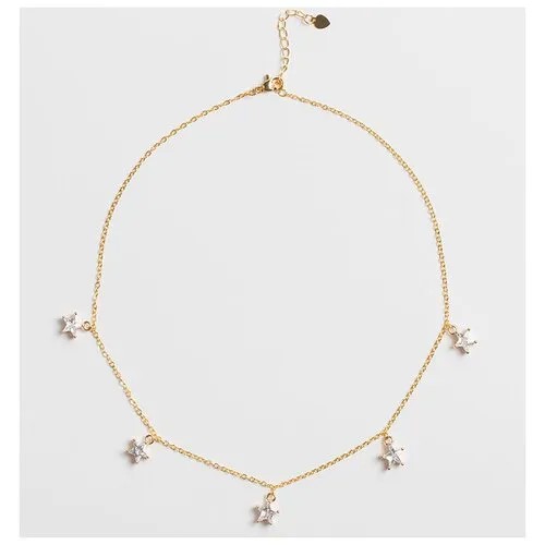 Колье VERUSCHKA JEWELRY, фианит, длина 36 см., золотой