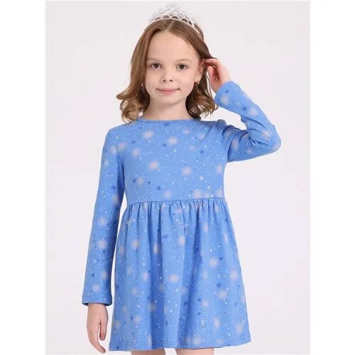 Платье Апрель, размер 56-110, голубой, белый
