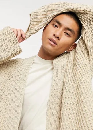 Светло-бежевый кардиган в рубчик без застежки ASOS DESIGN