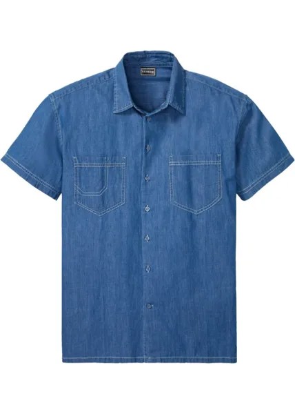 Джинсовая рубашка с короткими рукавами свободного кроя Rainbow, синий