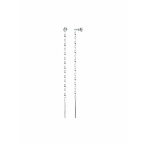 Серьги цепочки The Jeweller, белое золото, 585 проба, фианит, серебряный
