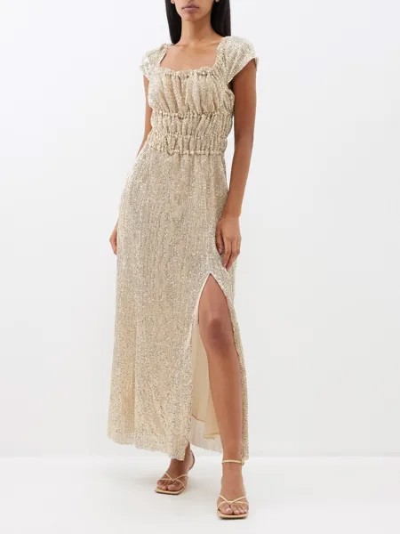 Платье lily из джерси с пайетками и сборками Altuzarra, золото
