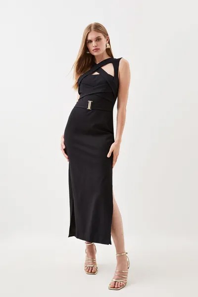 Платье миди из джерси с вырезами Ponte Karen Millen, черный