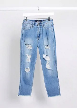 Рваные джинсы в винтажном стиле Hollister-Голубой