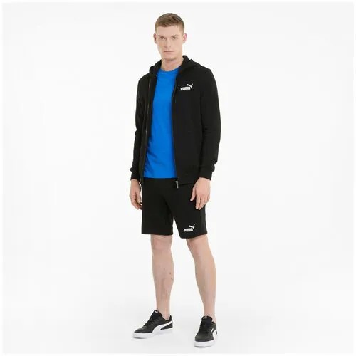 Толстовка спортивная PUMA ESSENTIALS SMALL LOGO FLEECE FULL-ZIP HOODIE, размер S, черный