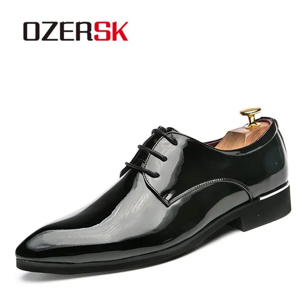 Мокасины OZERSK мужские с острым носком, лакированные туфли-оксфорды, деловые, свадебные туфли, для мужчин