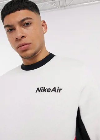 Белый с красным свитшот с круглым вырезом Nike Air