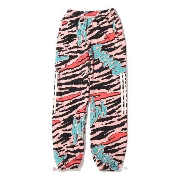 Спортивные штаны Men's Adidas Full Print Straight Sports Pants/Trousers/Joggers Pink, розовый