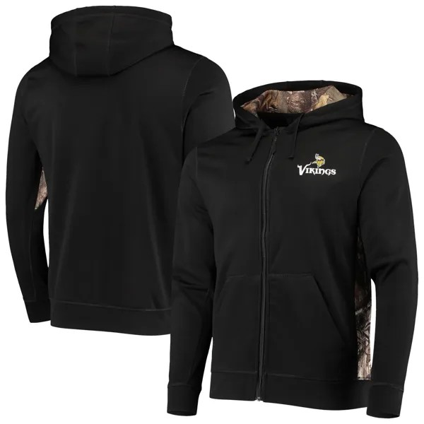 Мужская толстовка с капюшоном Dunbrooke Black/Realtree Camo Minnesota Vikings Decoy Tech Fleece с молнией во всю длину
