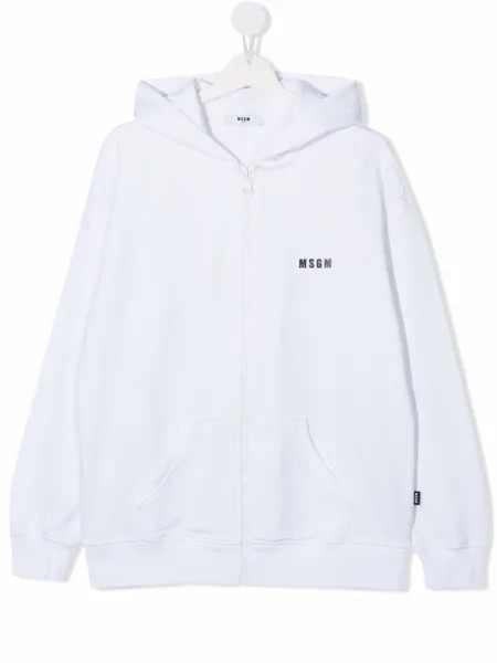 MSGM Kids TEEN logo-print zippered hoodie