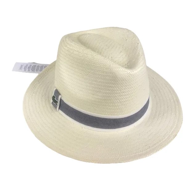 НОВАЯ мужская шляпа Lacoste Panama Woven Straw Flour White/Silver Chine M/S/M RK3744