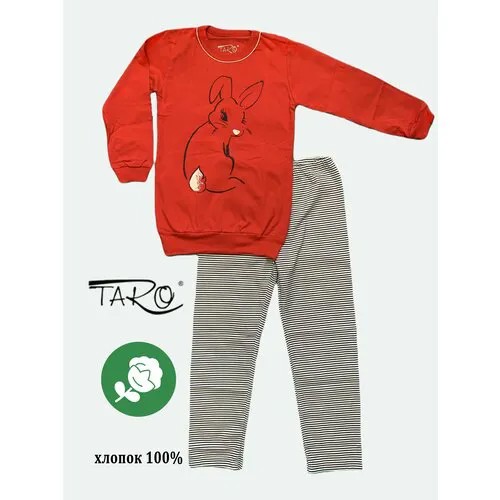 Пижама  Taro, размер 122, серый, красный