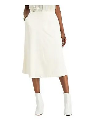 ALFANI Женская вечерняя юбка-трапеция цвета слоновой кости с карманами на молнии ниже колена 10