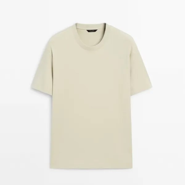 Футболка Massimo Dutti Short Sleeve Crew Neck, светло-зеленый