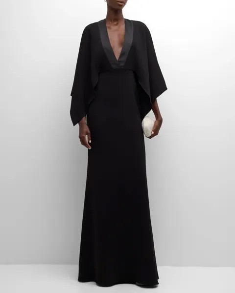 Платье-раструб с рукавами-накидкой Badgley Mischka Collection, цвет Black
