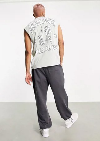 Светло-серая майка с принтом ASOS DESIGN Death Row Records-Серый