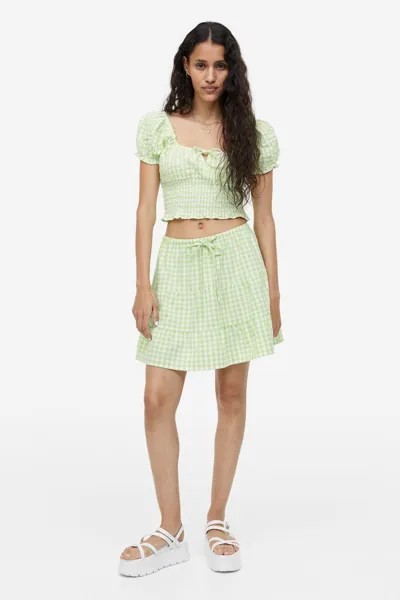 Многоярусная мини-юбка H&M, светло-зеленый/клетчатый