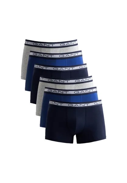 Мужские боксеры, 6 шт. - BASIC TRUNKS 6-PACK, хлопок стрейч, однотонные GANT, серый