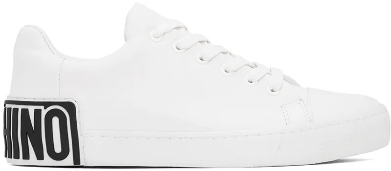 Белые кроссовки Maxi из телячьей кожи с логотипом Moschino