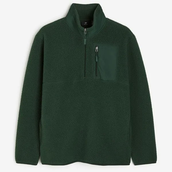 Толстовка H&M Thermolite Regular Fit Teddy Fleece, зеленый