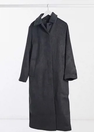 Темно-серое пальто на пуговицах ASOS DESIGN Tall-Серый