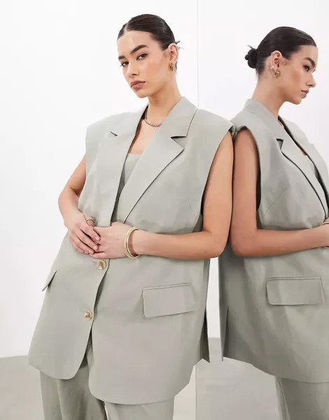 Жилет Asos Edition Longline, темно-зеленый