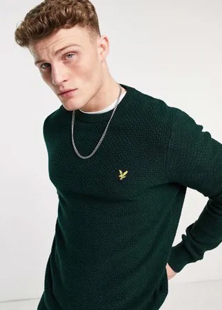 Темно-зеленый вязаный джемпер из ткани панамского плетения Lyle & Scott-Зеленый цвет