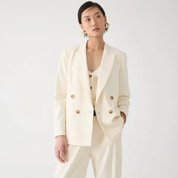 Свободный двубортный пиджак из городского твила J.Crew, белый