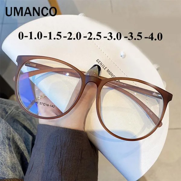 0 До -4.0 Негабаритные круглые очки с близорукостью Женщины Закончили Ультралегкие Анти Синий Свет Рецептурные Линзы