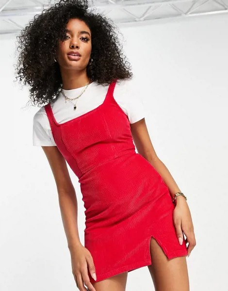 Облегающий сарафан из розового вельвета в рубчик ASOS DESIGN-Розовый цвет