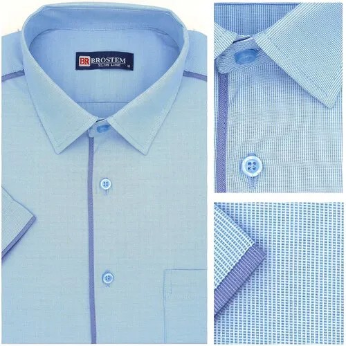 Рубашка Brostem, повседневный стиль, полуприлегающий силуэт, короткий рукав, размер L, голубой, синий