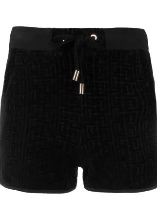 Balmain бархатные шорты с монограммой