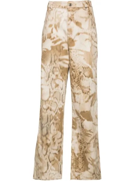 Blumarine джинсы бойфренды со змеиным принтом, нейтральный цвет