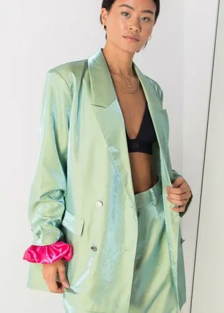 Свободный пиджак из переливающейся ткани от комплекта Daisy Street-Зеленый цвет