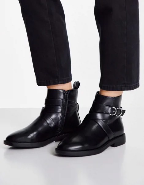 Черные ботинки на плоской подошве ASOS DESIGN Wide Fit Abby-Черный цвет