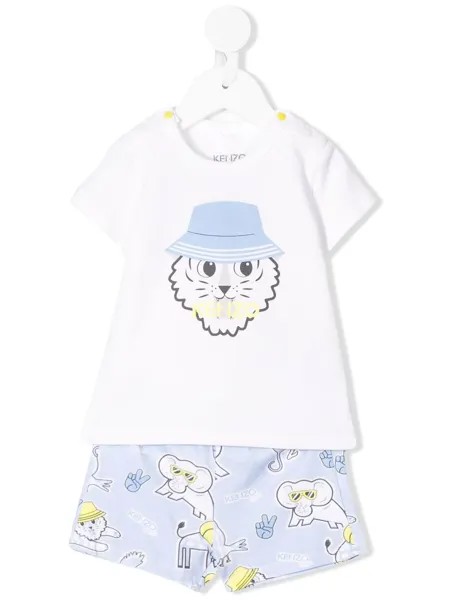 Kenzo Kids комплект из шорт и футболки с анималистичным принтом