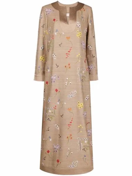 Tory Burch платье-туника с цветочной вышивкой