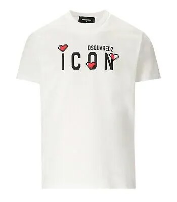 Dsquared2 Icon Heart Pixel Белая футболка Мужчина