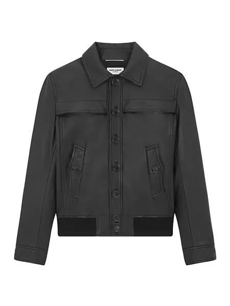 Куртка из гладкой кожи ягненка Saint Laurent, черный