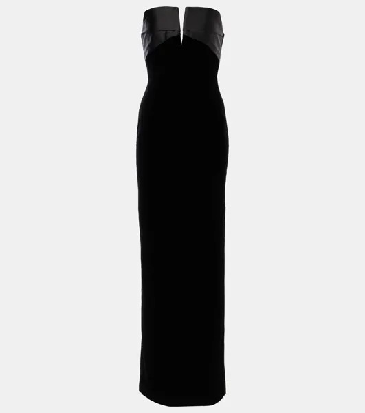 Бархатное платье без бретелек Roland Mouret, черный