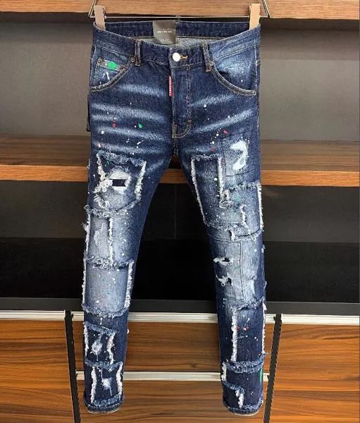 Рваные джинсы, Оригинальные Классические Dsquared2, новинка DSQ, мужские/мужские уличные рваные джинсы, бриджи, верхняя одежда 9717
