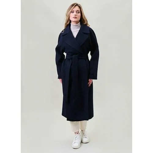 Пальто КАЛЯЕВ, размер 42, синий темный