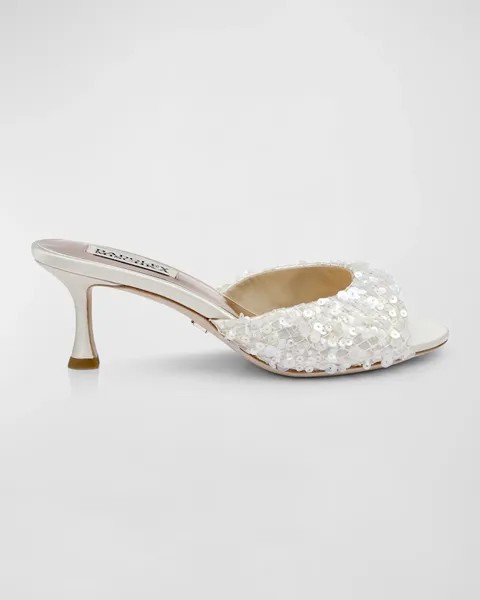 Сандалии-мюли Candie с пайетками Badgley Mischka, цвет Ivory