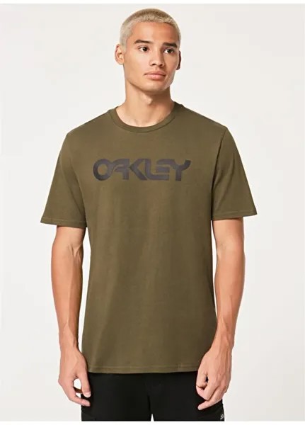 Зелено-черная мужская футболка с круглым вырезом Oakley
