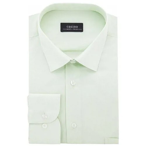 Рубашка мужская длинный рукав CASINO c410/15/566/Z, Полуприталенный силуэт / Regular fit, цвет Зеленый, рост 174-184, размер ворота 39