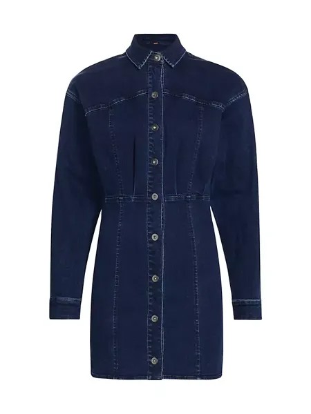 Мини-платье из эластичного денима янтарного цвета Free People, цвет dark indigo