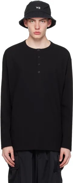 Черная футболка с длинным рукавом на пуговицах Y-3